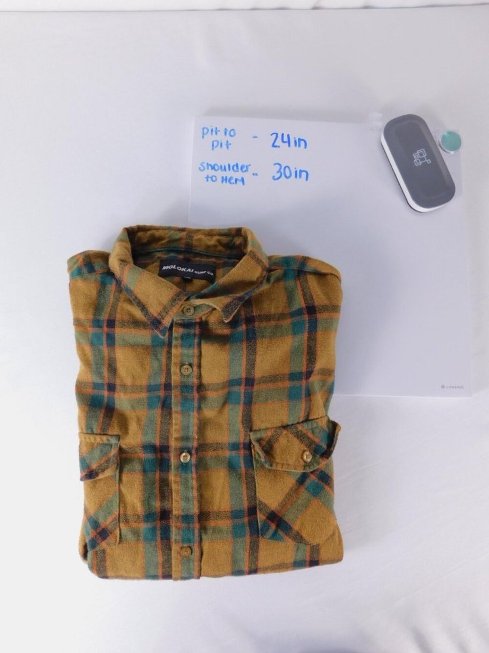 Molokai Surf Co Shirt Mens 2XL Brown Plaid Flannel Button-Up Long Sleeve Pockets - Picture 11 of 11